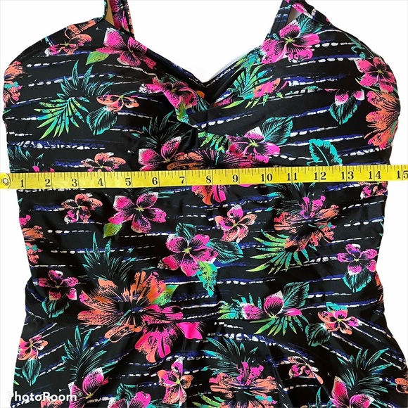 ATTARCO One Piece Swim w/Skirt Tropical Floral XL - Picture 3 of 8